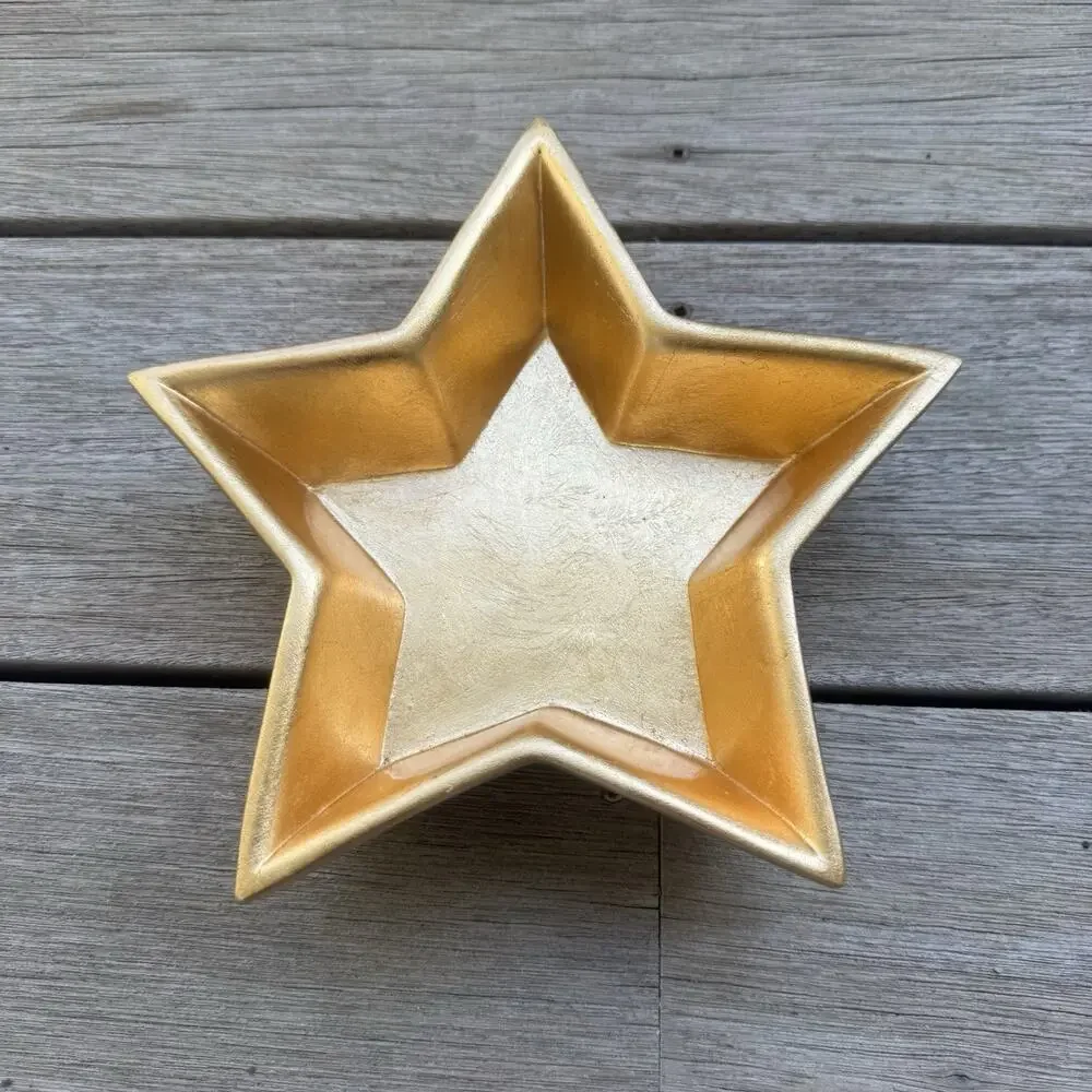 Pier 1 Terracotta Star Shaped Bowl Gold Decorative Candy Dish Celestial Whimsy
